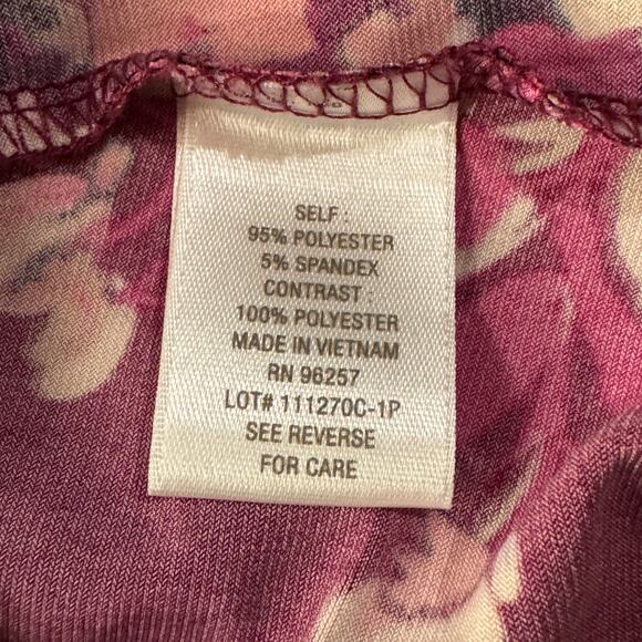 Dressbarn Large Babydoll Top Floral Stretch Long Bell Sleeves Keyhole Round Neck - Picture 9 of 10